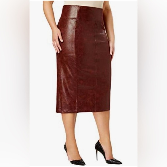 Seven7 classy suede brown midi pencil skirt - Picture 1 of 4